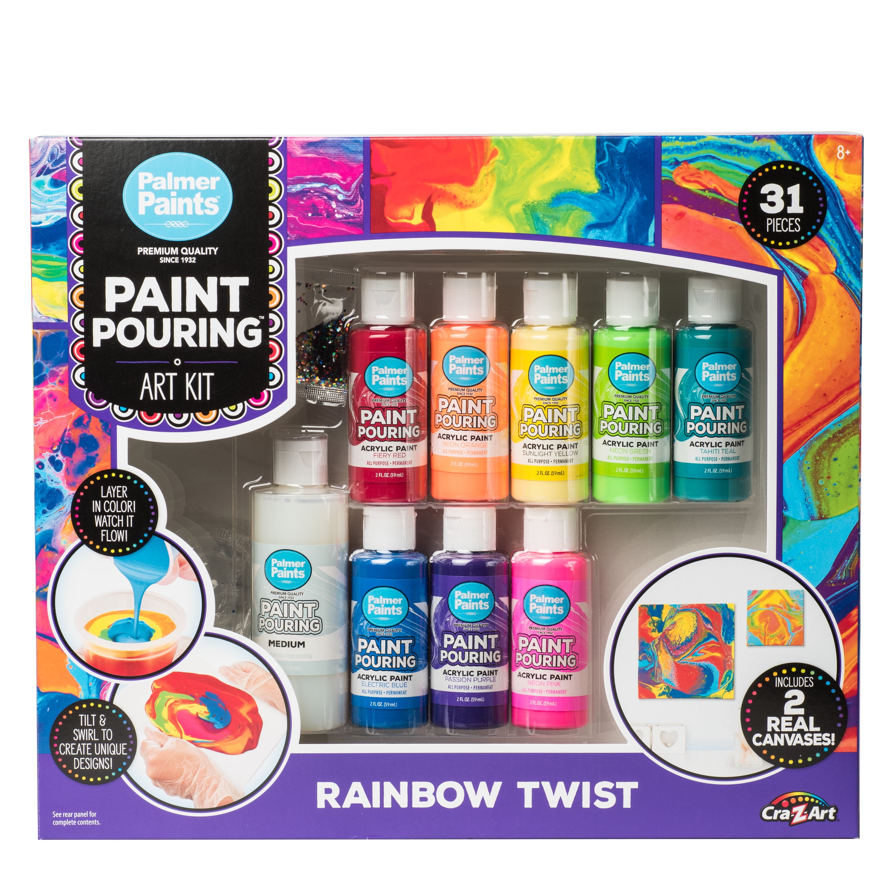 Cra-Z-Art Palmer Acrylic Paint Pouring Art Activity Kit - Rainbow Twist
