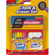 Cra-Z-Art Quiet Chalk and Dustless Eraser Set for Chalk Boards -Noiseless and Dustless