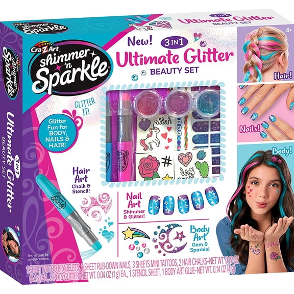 Cra-Z-Art Shimmer 'N Sparkle Hair & Body Makeup Set, 3 Pieces