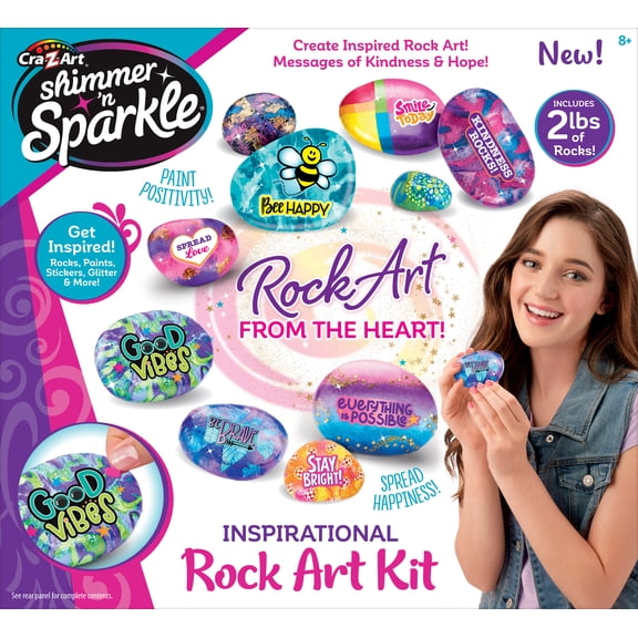 Cra-Z-Art Shimmer N Sparkle Inspirational Rock Art Kit (25 Pieces)