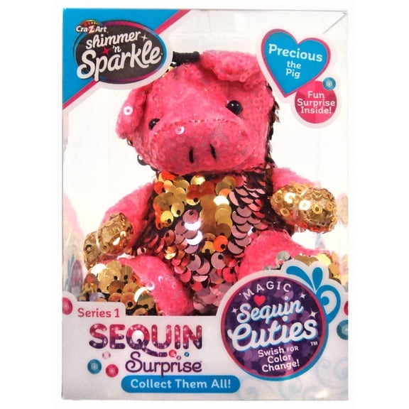Cra-Z-Art Shimmer 'N Sparkle Series 1 Sequin Surprise Mini Precious the Pig Plush