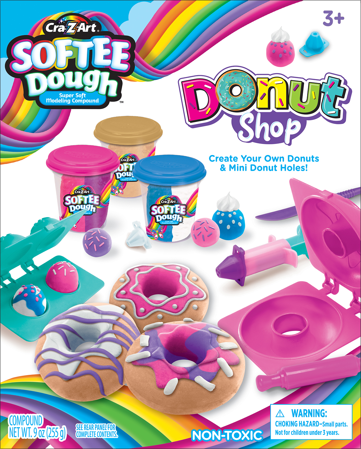 Cra-Z-Art Softee Dough Donut Maker Kit Pink, Blue & Yellow Dough - image 1 of 8