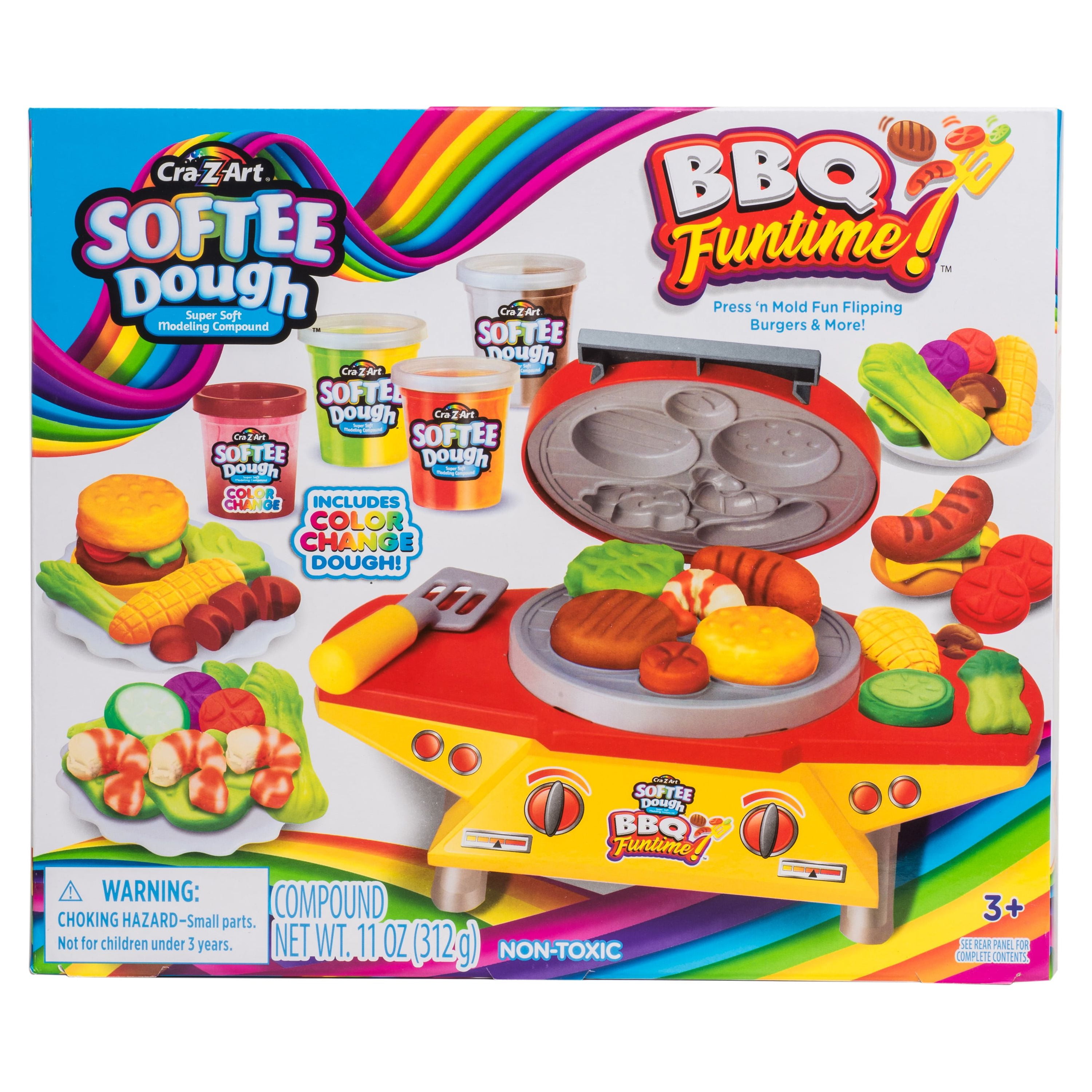  YiQis Kitchen Creations Ice Cream & Burger Barbecue Playset  Dough Sets for Kids Ages 4-8 Play Grill Cooking Play Food Toys Dough Sets  for Kids 2-4,5 Cans 2 oz Dough Colors 
