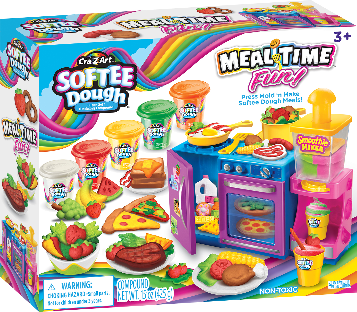 Cra-Z-Art Softee Dough Multicolor Mealtime Fun, 1 Dough Set - image 1 of 12