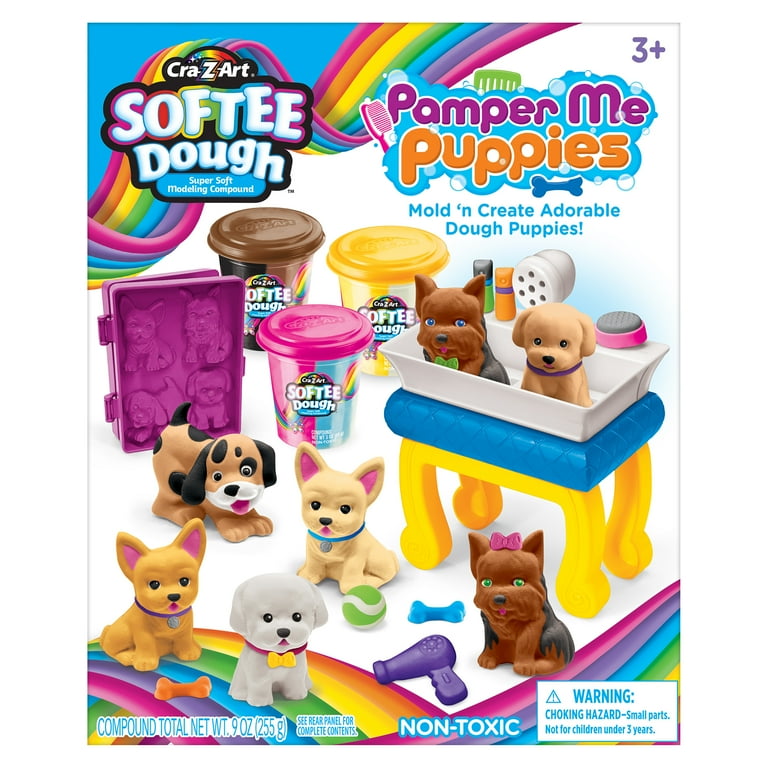 Cra-Z-Art Softee Dough Pamper Me Puppies Playset, Salon Kids Toys