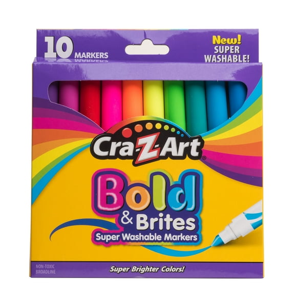 Cra-Z-Art Super Washable Bold Brite Art Markers, 10 Count