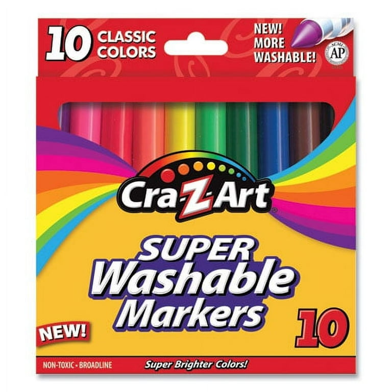 Super Washable Markers, Broad Bullet Tip, Assorted Colors, 10/Set Super Washable Markers, Broad Bullet Tip, Assorted Colors, 10/Set