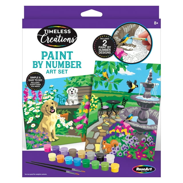 CraZArt Timeless Creations Paint by Number, Multicolor Painting Set, Beginner, Ages 8 and up