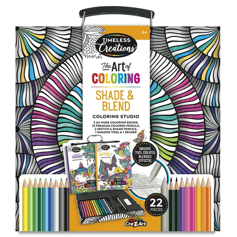 Cra-Z-Art Timeless Creations Shade & Blend Coloring Set, Beginner, Child to Adult