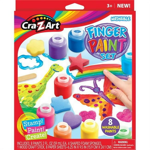 Cra-Z-Art Washable Finger Paints Set, 8 Colors Per Set, 2 Sets