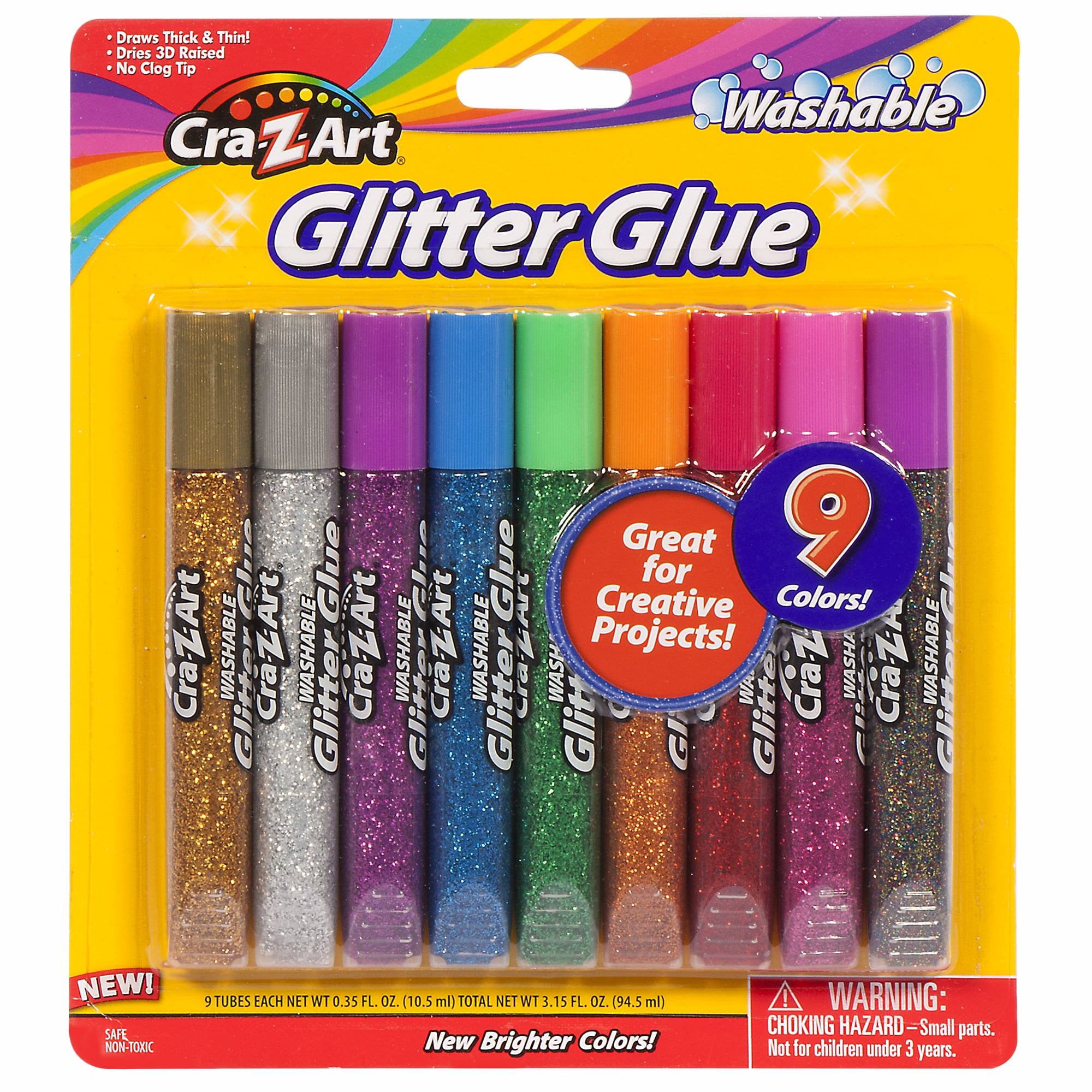 Glitter Glue for Crafts in Bright Classic Colors: Silver, Red, Green, Blue,  Purple & Gold Glitter Glue Washable & Non-Toxic Used for Gluing, Drawing