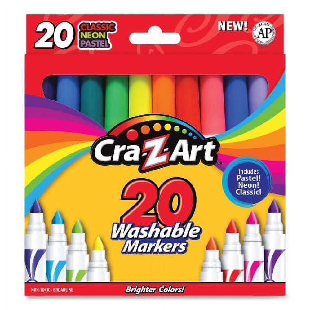 Washable Markers, Broad Bullet Tip, Assorted Classic/Neon/Pastel Colors, 20/Set Washable Markers, Broad Bullet Tip, Assorted Classic/Neon/Pastel Colors, 20/Set