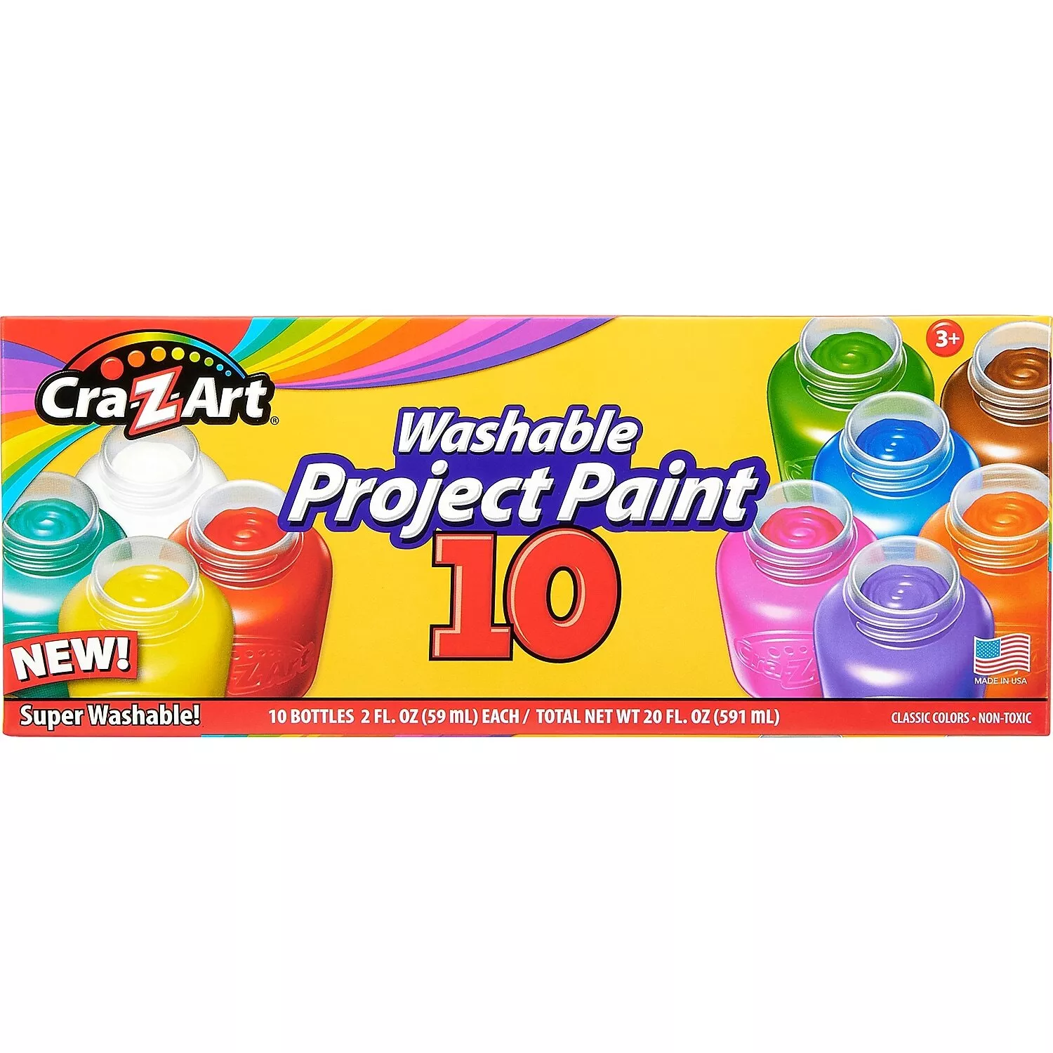Cra-Z-Art Washable Project Paints Assorted Colors 2 Fl. Oz. 10/Pack ...
