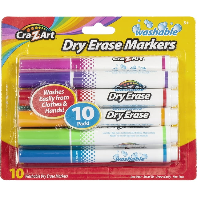 CraZArt Washable School Dry Erase Board Markers, 10 Count