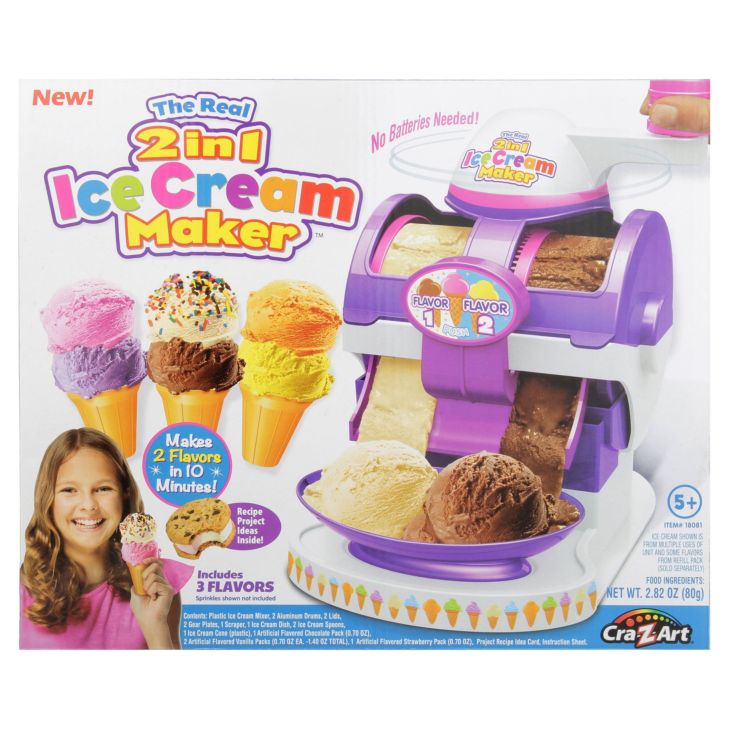 ICE CREAM MAKER Cra-Z-Art The Real 2 in 1 Ice Cream Machine Toy 