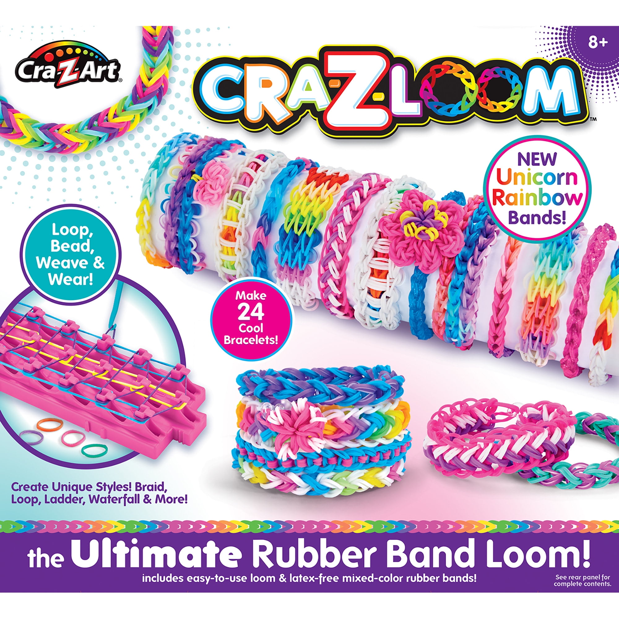 CraZLoom Unicorn Rainbow Rubber Band Bracelet Maker Jewelry Kit, Kids