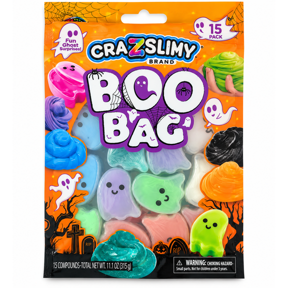 Cra-Z-Slimy Boo Bag Slime Ghost Shape Tubes 15 Pack