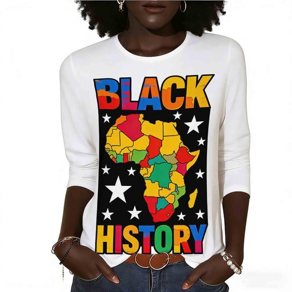 Craaazy Black History Month Clothing for Women Crewneck 3/4 Sleeve Summer Cozy Shirts Gifts