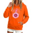 thumbnail image 1 of Craaazy Breast Cancer Awareness Hoodies for Women Long Sleeve Tops, Pink Ribbon Butterfly Sunflower Printed Pullover Sweatshirt with Front Pocket for Fall Winter Daily Wear, 1 of 5
