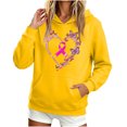 thumbnail image 1 of Craaazy Breast Cancer Awareness Hoodies for Women Long Sleeve Tops, Pink Ribbon Butterfly Sunflower Printed Pullover Sweatshirt with Front Pocket for Fall Winter Daily Wear, 1 of 5