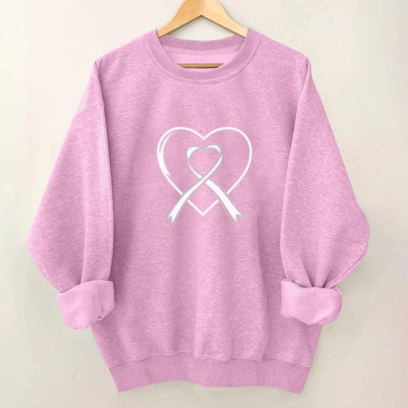 Craaazy Breast Cancer Awareness Sweatshirts for Women Gifts Funny Long Sleeve Survivor Shirt Pink Ribbon Graphic Support Tops Rou nd Neck Pullover