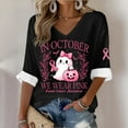 thumbnail image 1 of Craaazy Breast Cancer Shirts For Women Comfortable V-Neck Long Sleeve Solid Casual Waffle T-shirt Blouse Gifts, 1 of 3