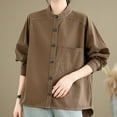 thumbnail image 1 of Craaazy Button Down Shirts For Women Twill Solid Color Long Sleeved Shirt Gifts For Women, 1 of 7
