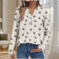 thumbnail image 1 of Craaazy Button Down Shirts for Women Cusual Print T-shirt Casual V-neck Long Sleeve Shirts Gifts, 1 of 8