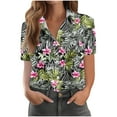 thumbnail image 1 of Craaazy Button Down Shirts for Women Dressy Casual Short Sleeve Blouses Trendy Business Work Tops Trendy Summer Beach Outfits, 1 of 4