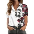 thumbnail image 1 of Craaazy Button Down Shirts for Women Dressy Casual Short Sleeve Blouses Trendy Business Work Tops Trendy Summer Beach Outfits, 1 of 3