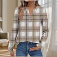 thumbnail image 1 of Craaazy Button Down Shirts for Women Polka Print T-shirt Plaid Shirt Casual V-neck Striped Long Sleeve Shirt Gifts, 1 of 8