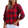 thumbnail image 1 of Craaazy Button Down Shirts for Women Polka Print T-shirt Plaid Shirt Casual V-neck Striped Long Sleeve Shirt Gifts, 1 of 5