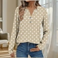 thumbnail image 1 of Craaazy Button Down Shirts for Women Polka Print T-shirt Plaid Shirt Casual V-neck Striped Long Sleeve Shirt Gifts, 1 of 8