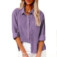 thumbnail image 1 of Craaazy Button Down Shirts for Women Solid Color Lapel Long Sleeve Womens Tops Casual Work Tunic Blouse with Pocket Gifts for Women, 1 of 8