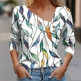 thumbnail image 1 of Craaazy Casual Printed T Shirts for Women V Neck Button Blouses Gifts, 1 of 5