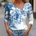 thumbnail image 1 of Craaazy Casual Printed T Shirts for Women V Neck Button Blouses Gifts, 1 of 5