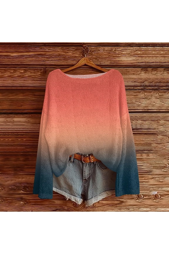 Casual Winter Printed Tops for Women Long Sleeved Round Neck Sweater Loose Pullovers Gifts