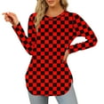 thumbnail image 1 of Craaazy Checkerboard Long Sleeve Tops Gifts For Women Loose Crew Neck Comfy Blouse Tunic Tops Casual, 1 of 2