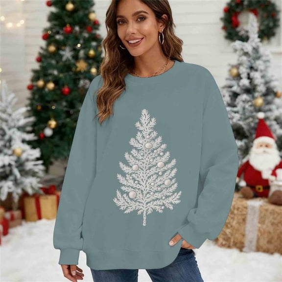Craaazy Christmas Athletic Shirts for Women Long Sleeve Crewneck Loose Shirts Gifts