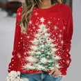 thumbnail image 1 of Craaazy Christmas Dresses For Women Long Sleeve Tops Christmas Tree Printed Christmas Trees With Lights Printed Christmas Gifts Crewneck Blouse Gifts, 1 of 6