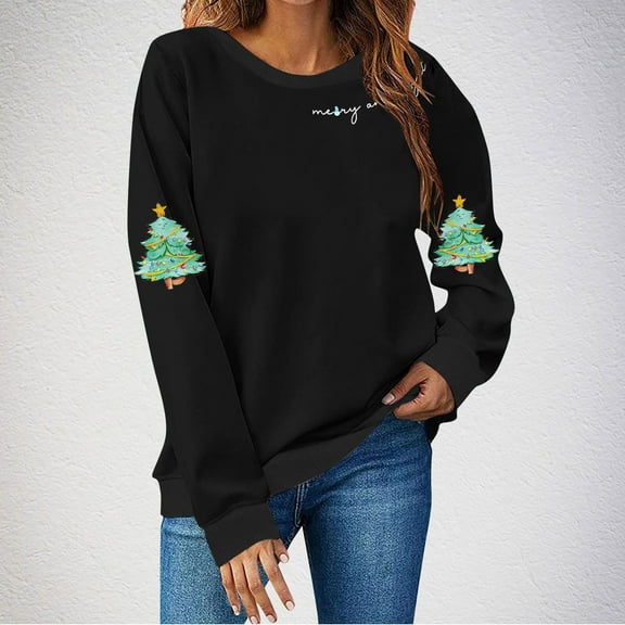 Craaazy Christmas Fashion Long Sleeve Round Neck Gifts Shirts for Women Christmas Printing Loose Blouse Capless Sweatshirts Top