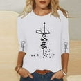 thumbnail image 1 of Craaazy Christmas Gifts For Women Crew Neck 3/4 Sleeve Xmas Shirts Funny Santa Christmas Tree Graphic Pullover Snowman Sweatshirts Womens Tops, 1 of 5