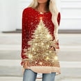 thumbnail image 1 of Craaazy Christmas Gifts For Women Xmas Tree Graphic Shirts Loose Long Sleeve Tunic Long Tops Gifts, 1 of 5
