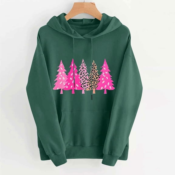 Craaazy Christmas Hoodie for Women Xmas Tree Printed Xmas Santa Graphic Hooded Sweatshirt Gifts