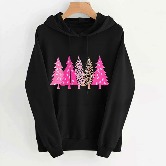 Craaazy Christmas Hoodie for Women Xmas Tree Printed Xmas Santa Graphic Hooded Sweatshirt Gifts