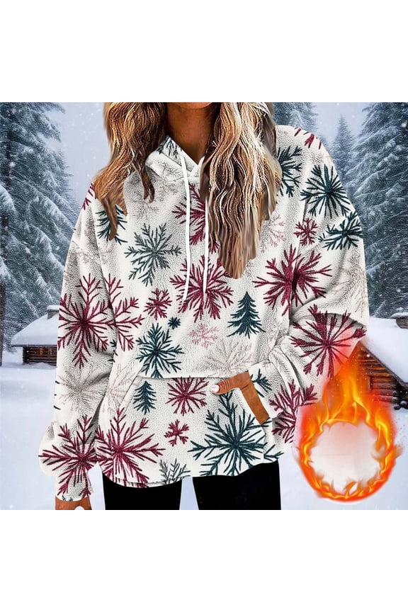 Christmas Hoodies for Women Long Sleeve Merry Christmas Sweatshirt Xmas Printed Womens Tops with Pockets Gifts for Women