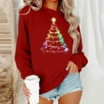 thumbnail image 1 of Craaazy Christmas Long Sleeve Shirts For Women Christmas Tree and Bow Cute Xmas Shirts Round Neck Sweatshirt Santa Pullover Snowman Sweatshirts Womens Tops, 1 of 6