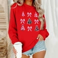 thumbnail image 1 of Craaazy Christmas Long Sleeve Shirts For Women Christmas Tree and Bow Cute Xmas Shirts Round Neck Sweatshirt Santa Pullover Snowman Sweatshirts Womens Tops, 1 of 6