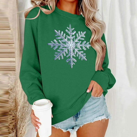 Craaazy Christmas Long Sleeve Shirts For Women Christmas Tree and Bow Cute Xmas Shirts Round Neck Sweatshirt Santa Pullover Snowman Sweatshirts Womens Tops