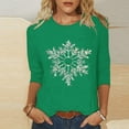 thumbnail image 1 of Craaazy Christmas Shirts Christmas Fashion Printed Womens Tops Round Neck 3/4 Sleeve T-shirt Fall Shirts for Women Gifts for Women, 1 of 5